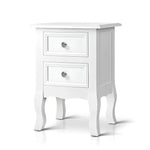 Artiss Bedside Table 2 Drawers - BISSET White - Furniture > Bedroom