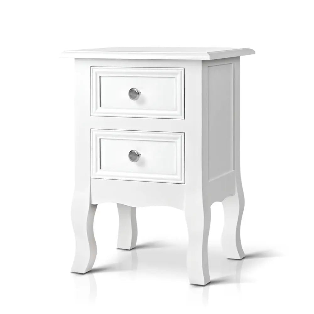 Artiss Bedside Table 2 Drawers - BISSET White - Furniture > Bedroom