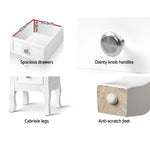 Artiss Bedside Table 2 Drawers - BISSET White - Furniture > Bedroom