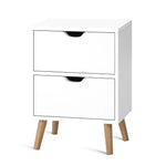 Artiss Bedside Table 2 Drawers - BODEN White - Furniture > Bedroom > Bedside Tables