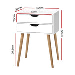 Artiss Bedside Table 2 Drawers - BODIE White - Furniture > Bedroom