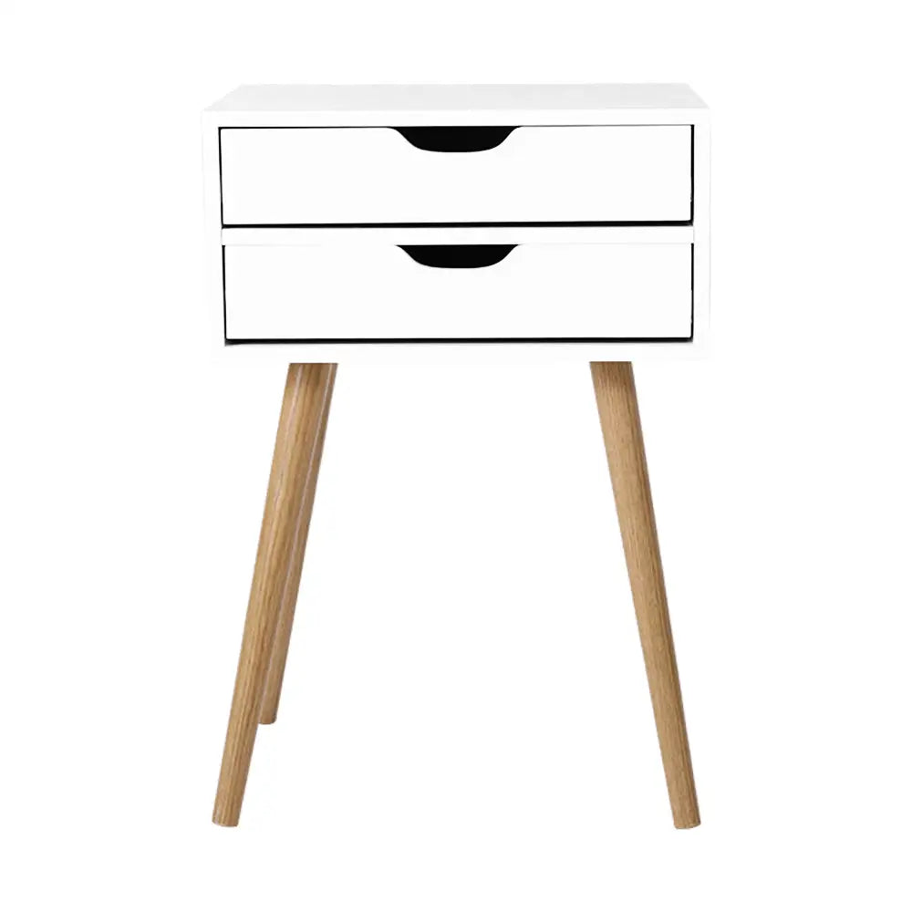 Artiss Bedside Table 2 Drawers - BODIE White - Furniture > Bedroom