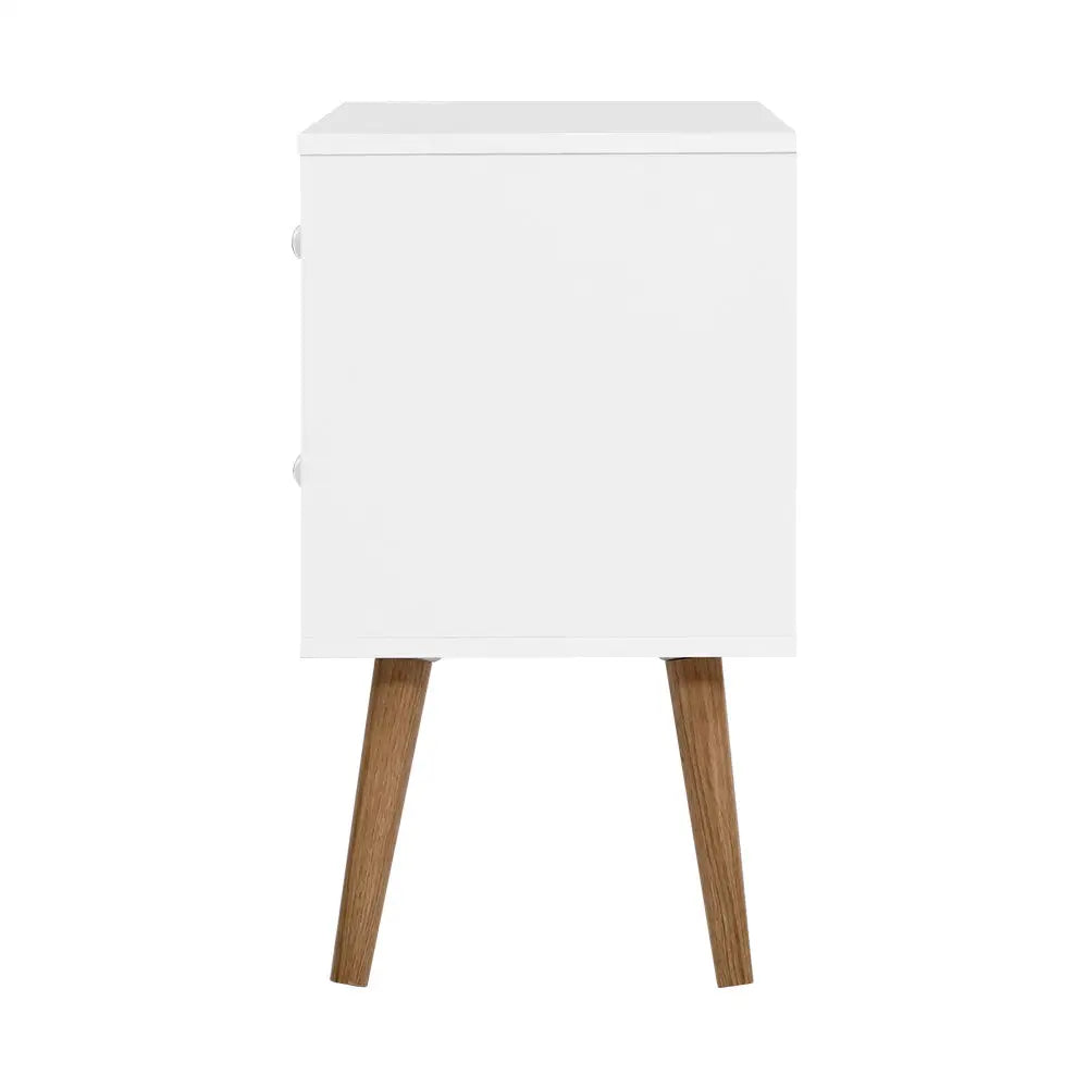 Artiss Bedside Table 2 Drawers - BONDS White - Furniture > Living Room