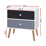 Artiss Bedside Table 2 Drawers - BONDS White - Furniture > Living Room