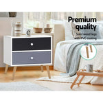 Artiss Bedside Table 2 Drawers - BONDS White - Furniture > Living Room