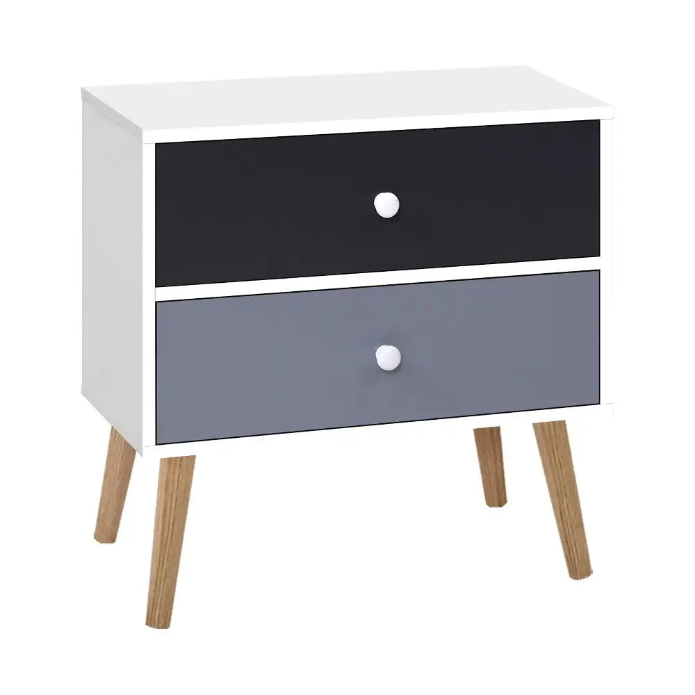 Artiss Bedside Table 2 Drawers - BONDS White - Furniture > Living Room