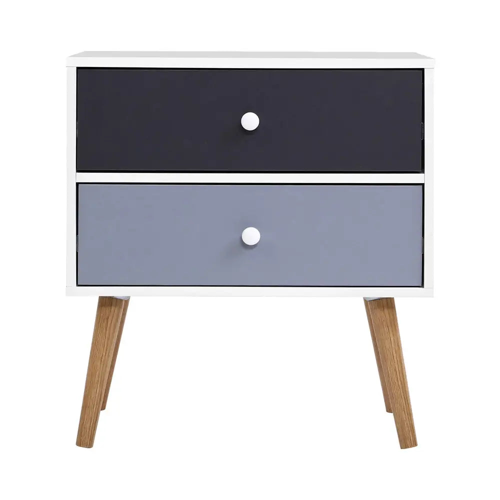 Artiss Bedside Table 2 Drawers - BONDS White - Furniture > Living Room