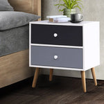 Artiss Bedside Table 2 Drawers - BONDS White - Furniture > Living Room