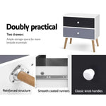 Artiss Bedside Table 2 Drawers - BONDS White - Furniture > Living Room