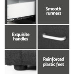 Artiss Bedside Table 2 Drawers Fabric - CADEN Charcoal - Furniture > Bedroom