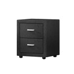 Artiss Bedside Table 2 Drawers Fabric - CADEN Charcoal - Furniture > Bedroom