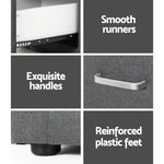 Artiss Bedside Table 2 Drawers Fabric - CADEN Grey - Furniture > Bedroom