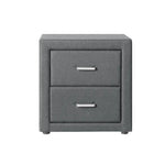 Artiss Bedside Table 2 Drawers Fabric - CADEN Grey - Furniture > Bedroom