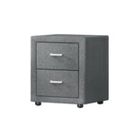 Artiss Bedside Table 2 Drawers Fabric - CADEN Grey - Furniture > Bedroom