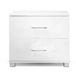 Artiss Bedside Table 2 Drawers High Gloss - White - Furniture > Bedroom