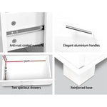 Artiss Bedside Table 2 Drawers High Gloss - White - Furniture > Bedroom