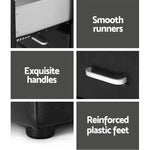 Artiss Bedside Table 2 Drawers Leather - CADEN Black - Furniture > Bedroom