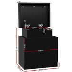 Artiss Bedside Table 2 Drawers Lift-up Storage - COLEY Black - Furniture > Bedroom