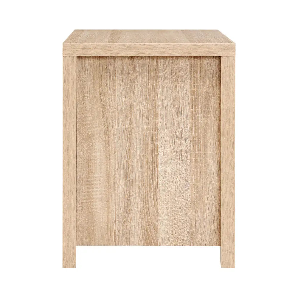 Artiss Bedside Table 2 Drawers - MAXI Pine - Furniture > Bedroom