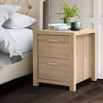 Artiss Bedside Table 2 Drawers - MAXI Pine - Furniture > Bedroom