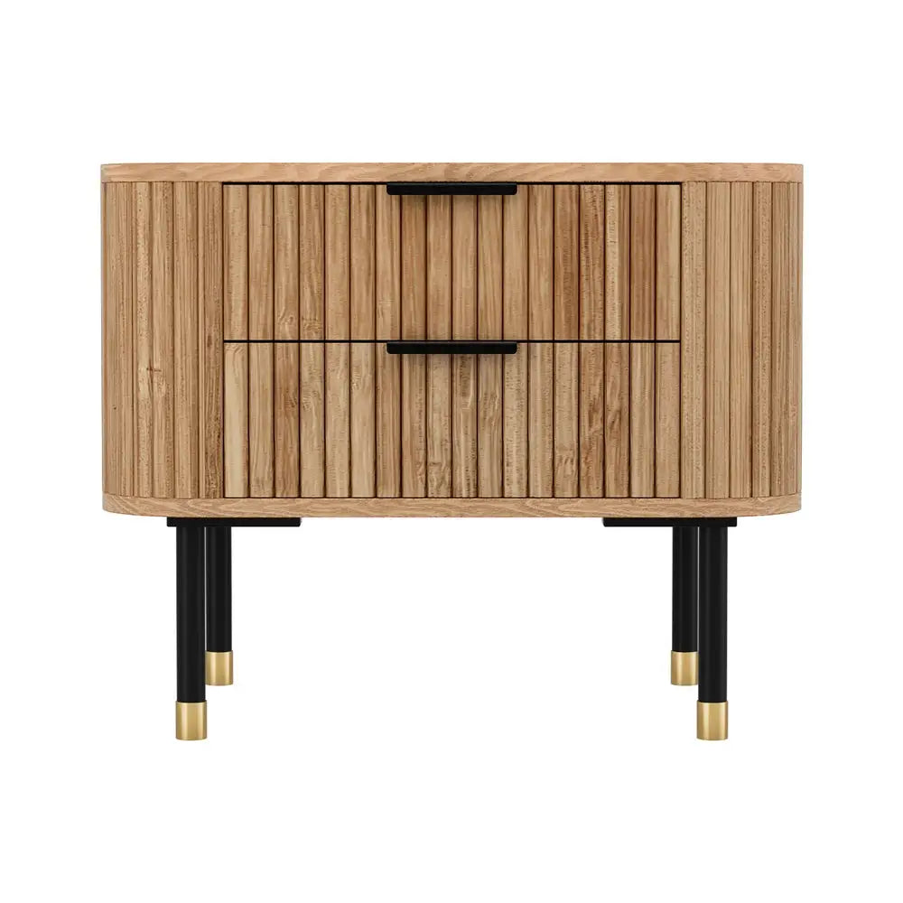 Artiss Bedside Table 2 Drawers Paulownia Wood Pine - Furniture > Bedroom > Bedside Tables