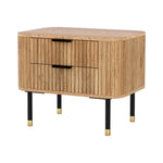 Artiss Bedside Table 2 Drawers Paulownia Wood Pine - Furniture > Bedroom > Bedside Tables