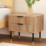 Artiss Bedside Table 2 Drawers Paulownia Wood Pine - Furniture > Bedroom > Bedside Tables