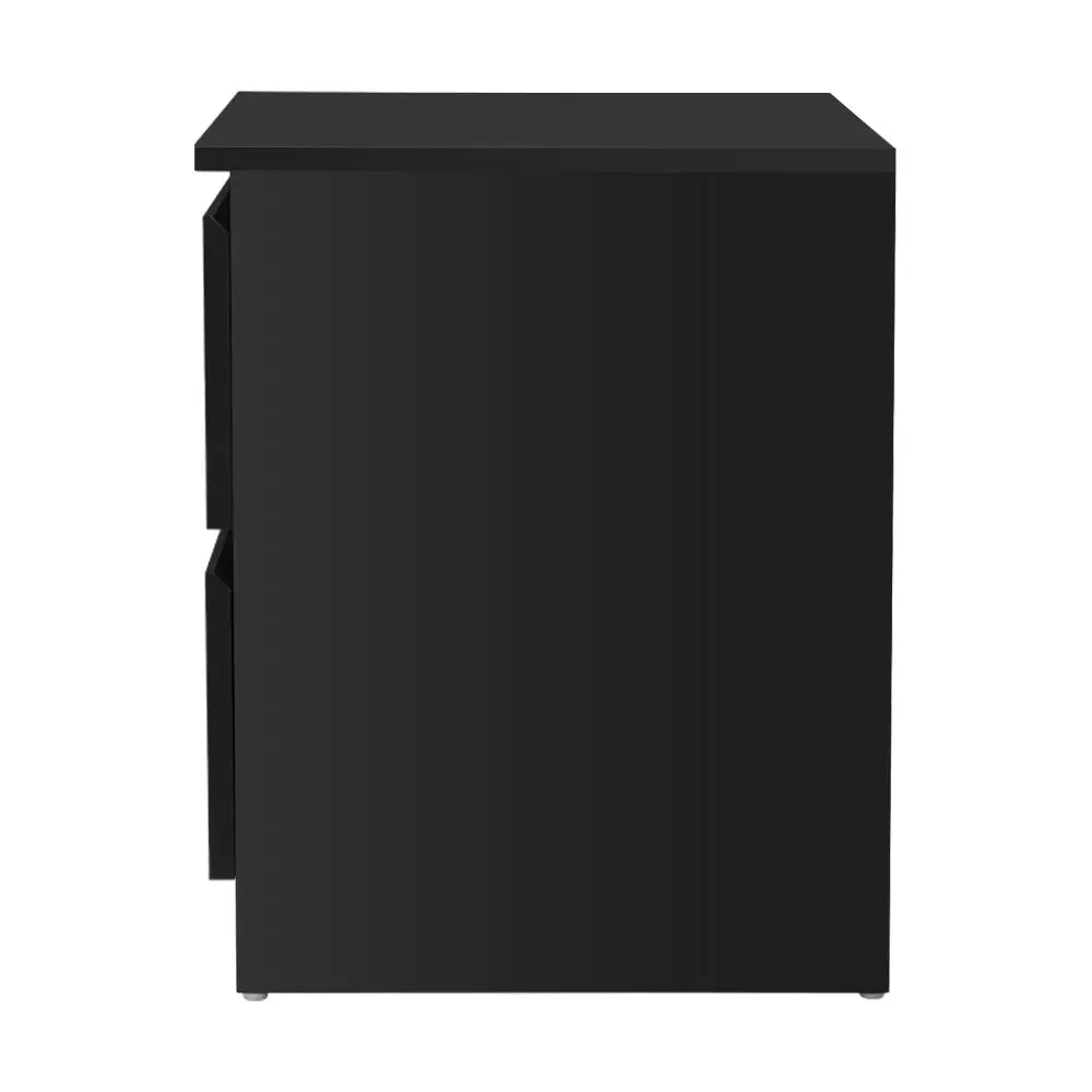 Artiss Bedside Table 2 Drawers - PEPE Black - Furniture > Bedroom