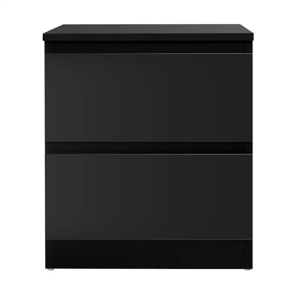Artiss Bedside Table 2 Drawers - PEPE Black - Furniture > Bedroom
