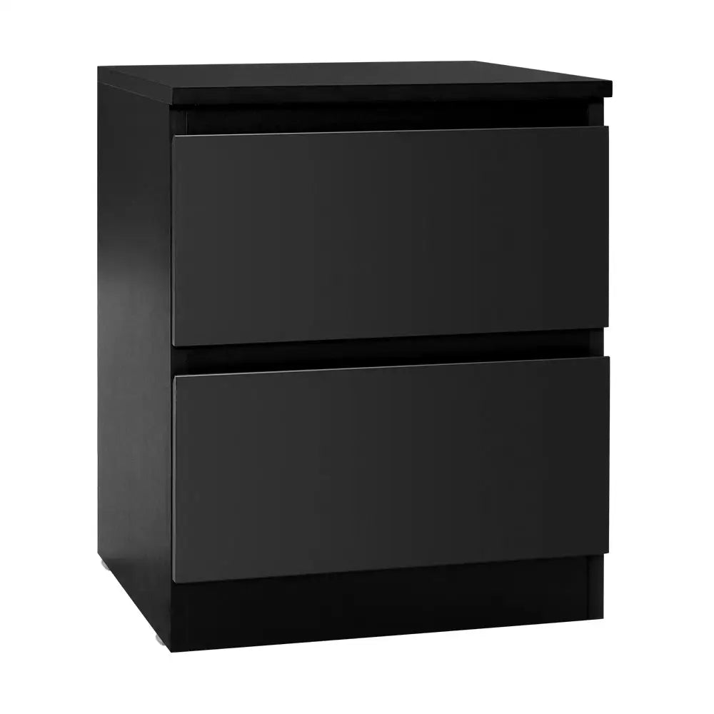 Artiss Bedside Table 2 Drawers - PEPE Black - Furniture > Bedroom