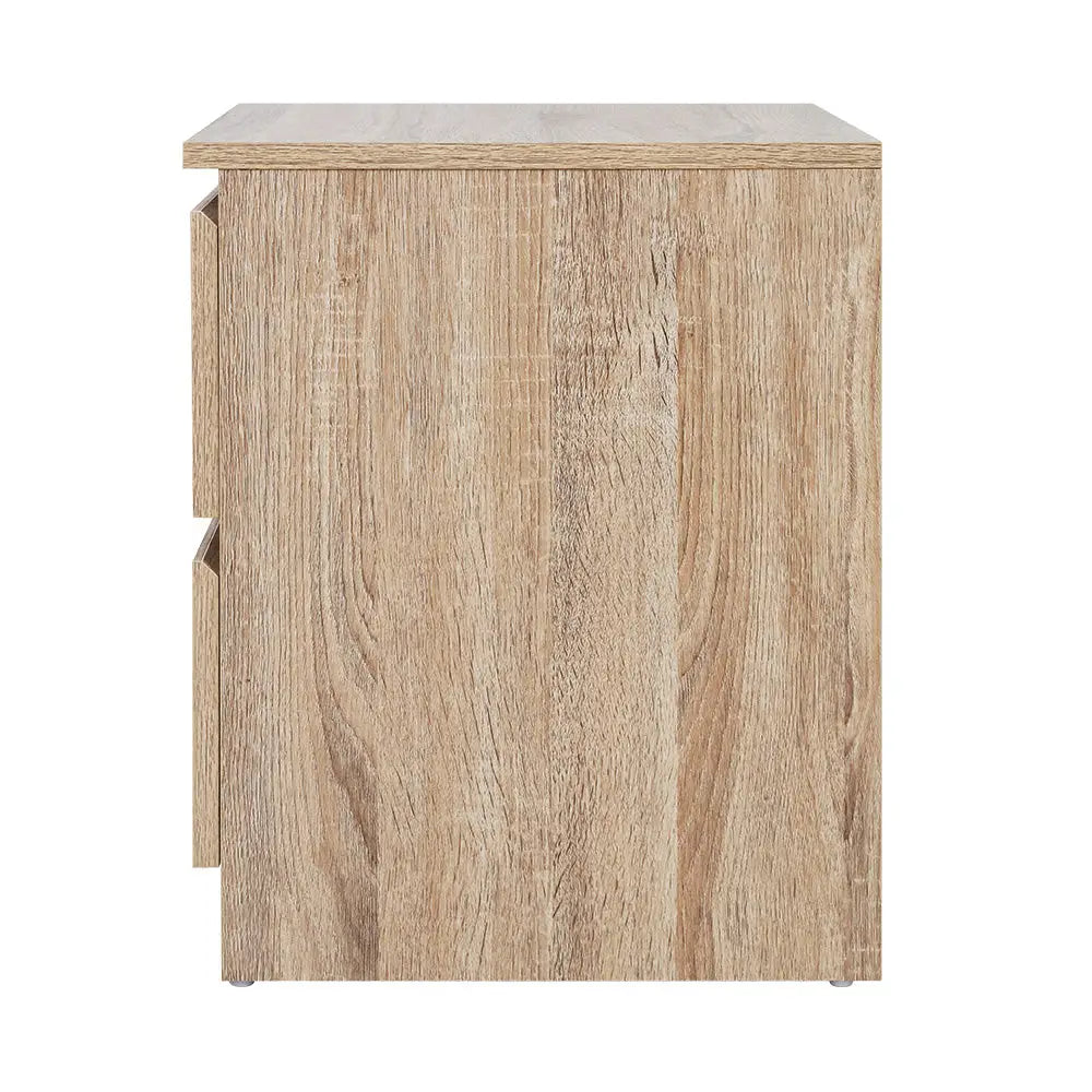 Artiss Bedside Table 2 Drawers - PEPE Oak - Furniture > Bedroom