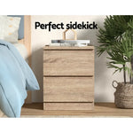 Artiss Bedside Table 2 Drawers - PEPE Oak - Furniture > Bedroom