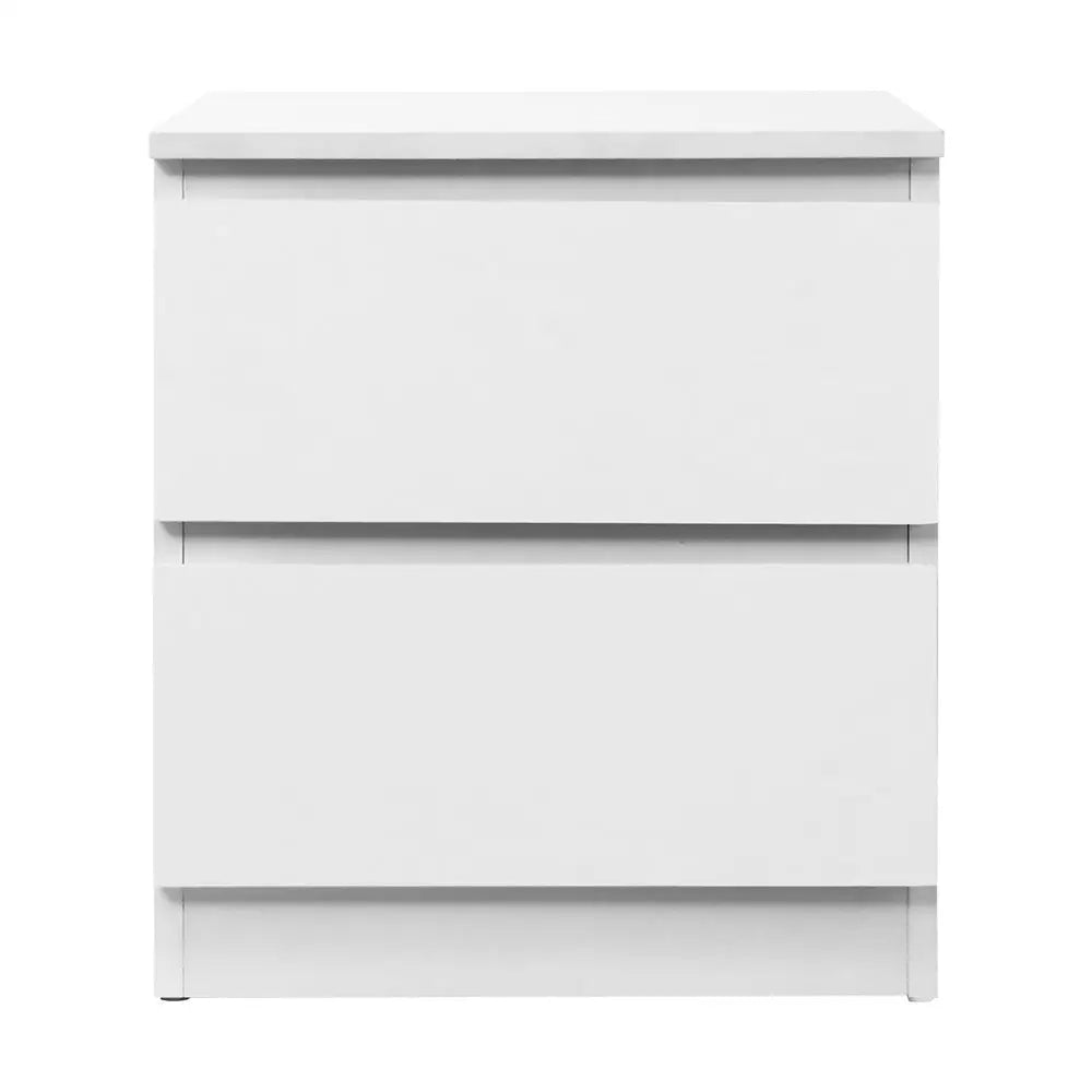 Artiss Bedside Table 2 Drawers - PEPE White - Furniture > Bedroom