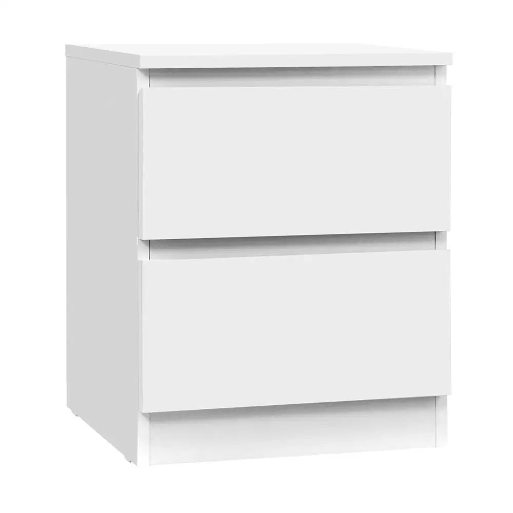 Artiss Bedside Table 2 Drawers - PEPE White - Furniture > Bedroom