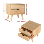 Artiss Bedside Table 2 Drawers - Pine - Furniture > Bedroom > Bedside Tables