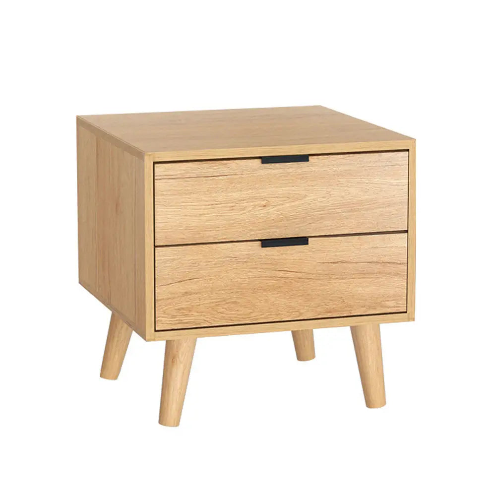 Artiss Bedside Table 2 Drawers - Pine - Furniture > Bedroom > Bedside Tables