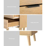 Artiss Bedside Table 2 Drawers - Pine - Furniture > Bedroom > Bedside Tables