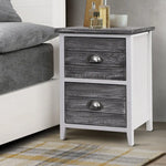 Artiss Bedside Table 2 Drawers Vintage X2 - THYME Grey - Furniture > Bedroom