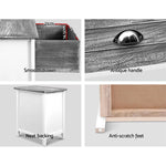 Artiss Bedside Table 2 Drawers Vintage X2 - THYME Grey - Furniture > Bedroom