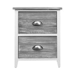 Artiss Bedside Table 2 Drawers Vintage X2 - THYME Grey - Furniture > Bedroom