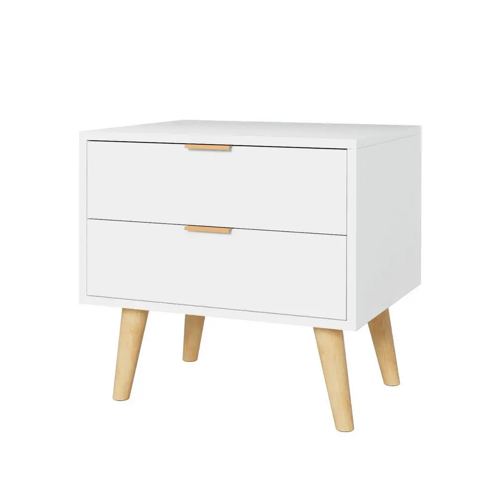 Artiss Bedside Table 2 Drawers - White - Furniture > Bedroom > Bedside Tables