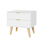 Artiss Bedside Table 2 Drawers - White - Furniture > Bedroom > Bedside Tables
