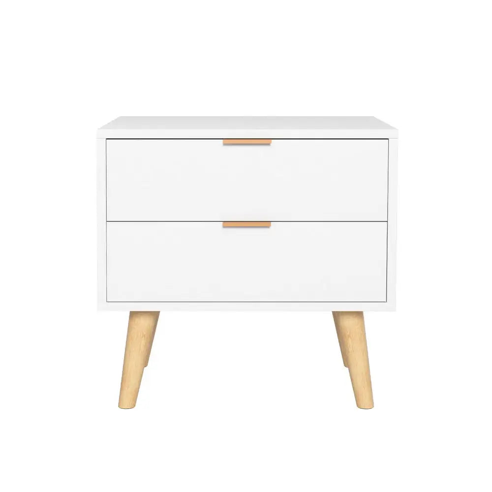 Artiss Bedside Table 2 Drawers - White - Furniture > Bedroom > Bedside Tables