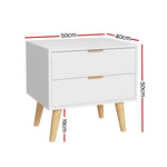Artiss Bedside Table 2 Drawers - White - Furniture > Bedroom > Bedside Tables