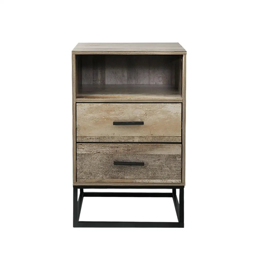 Artiss Bedside Table 2 Drawers with Shelf - BADAN - Furniture > Bedroom > Bedside Tables