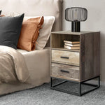Artiss Bedside Table 2 Drawers with Shelf - BADAN - Furniture > Bedroom > Bedside Tables