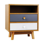 Artiss Bedside Table 2 Drawers with Shelf - BERTHA Oak - Furniture > Bedroom > Bedside Tables