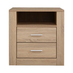Artiss Bedside Table 2 Drawers with Shelf - TARA Oak - Furniture > Bedroom