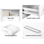 Artiss Bedside Table 2 Drawers with Shelf - TARA White - Furniture > Living Room