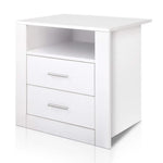 Artiss Bedside Table 2 Drawers with Shelf - TARA White - Furniture > Living Room
